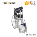 Silla de ruedas de acero manual estándar de TopMedi para discapacitados